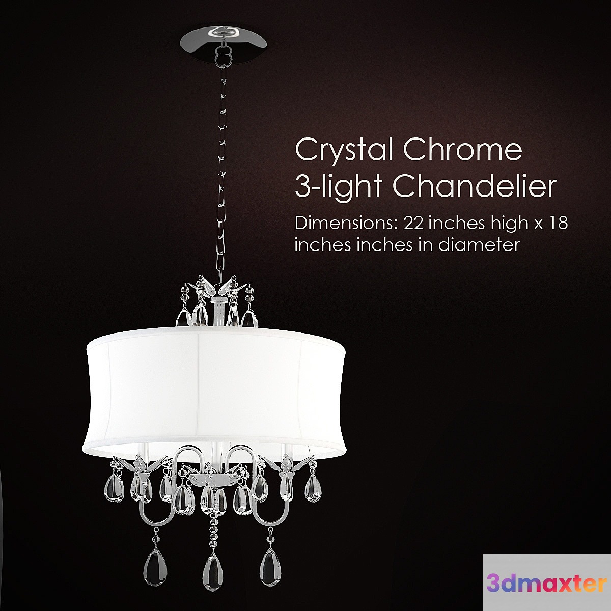 Crystal Chrome 3-light Chandelier