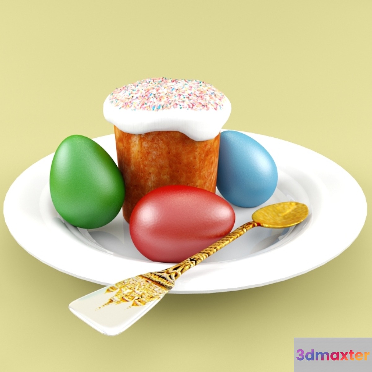 Easter egg on a plate 3D Max