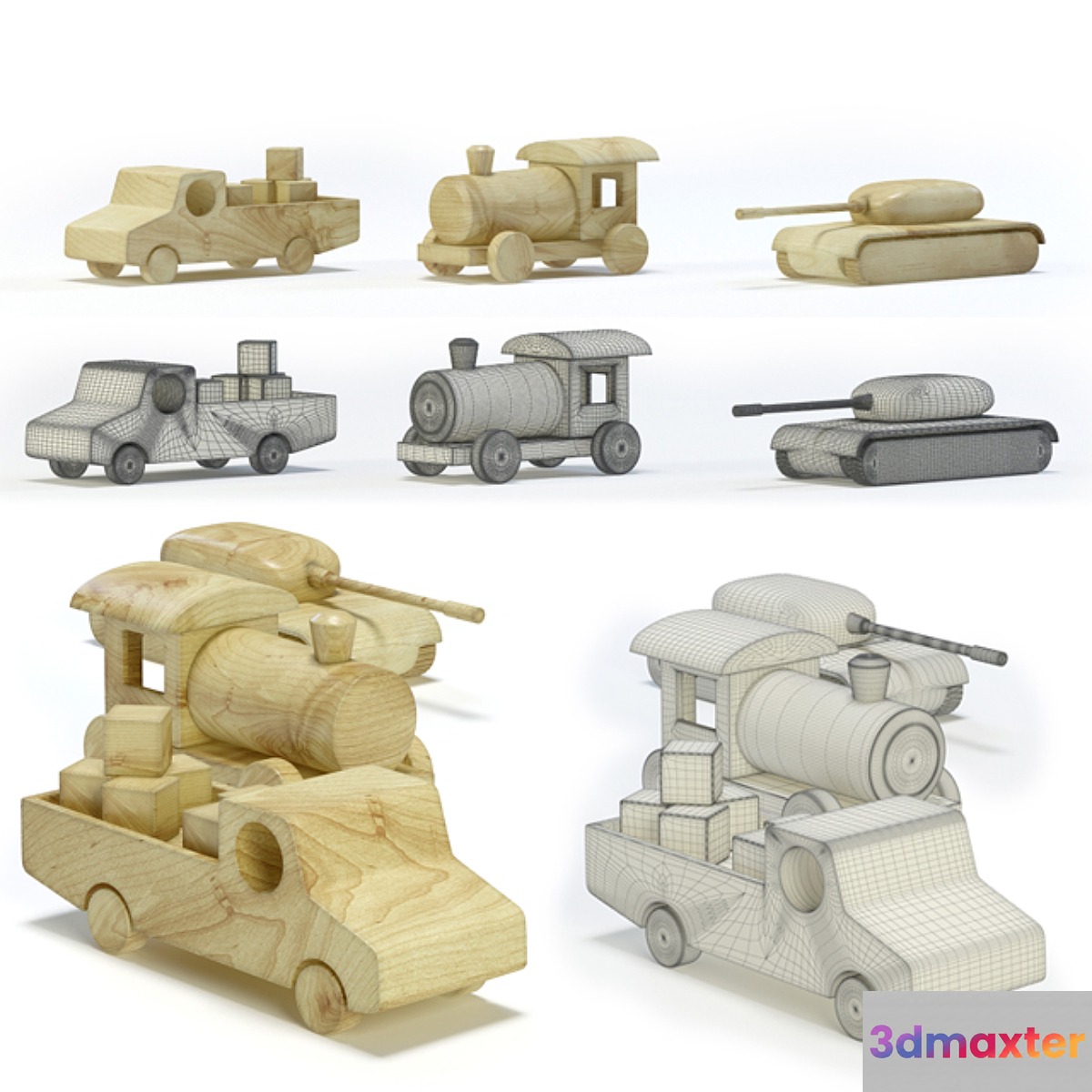 Wooden toys 3D Max