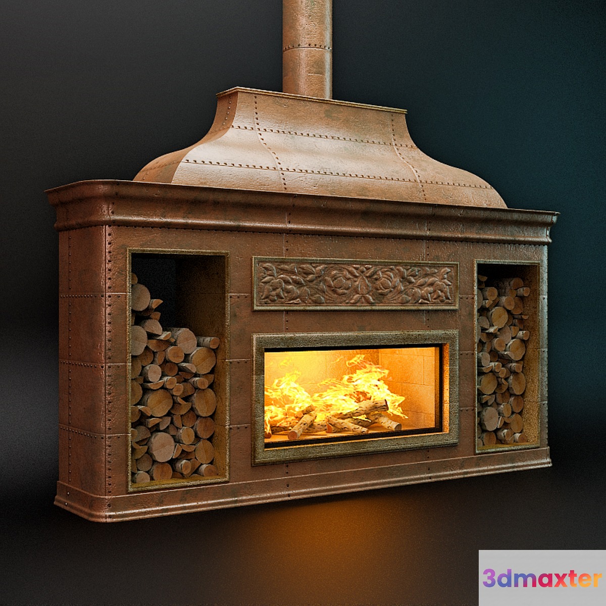 Copper fireplace 3D Max
