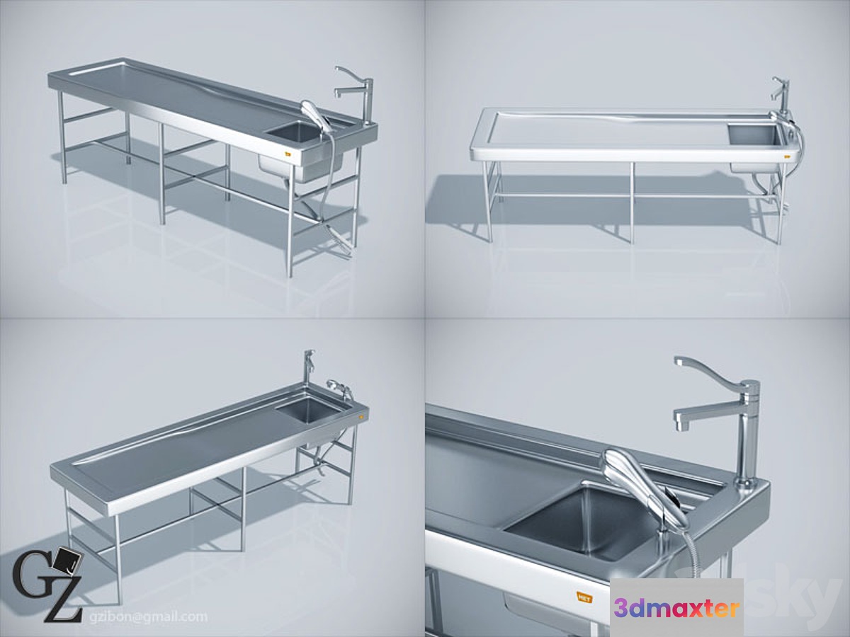 Medical table for post-mortems 3D Max