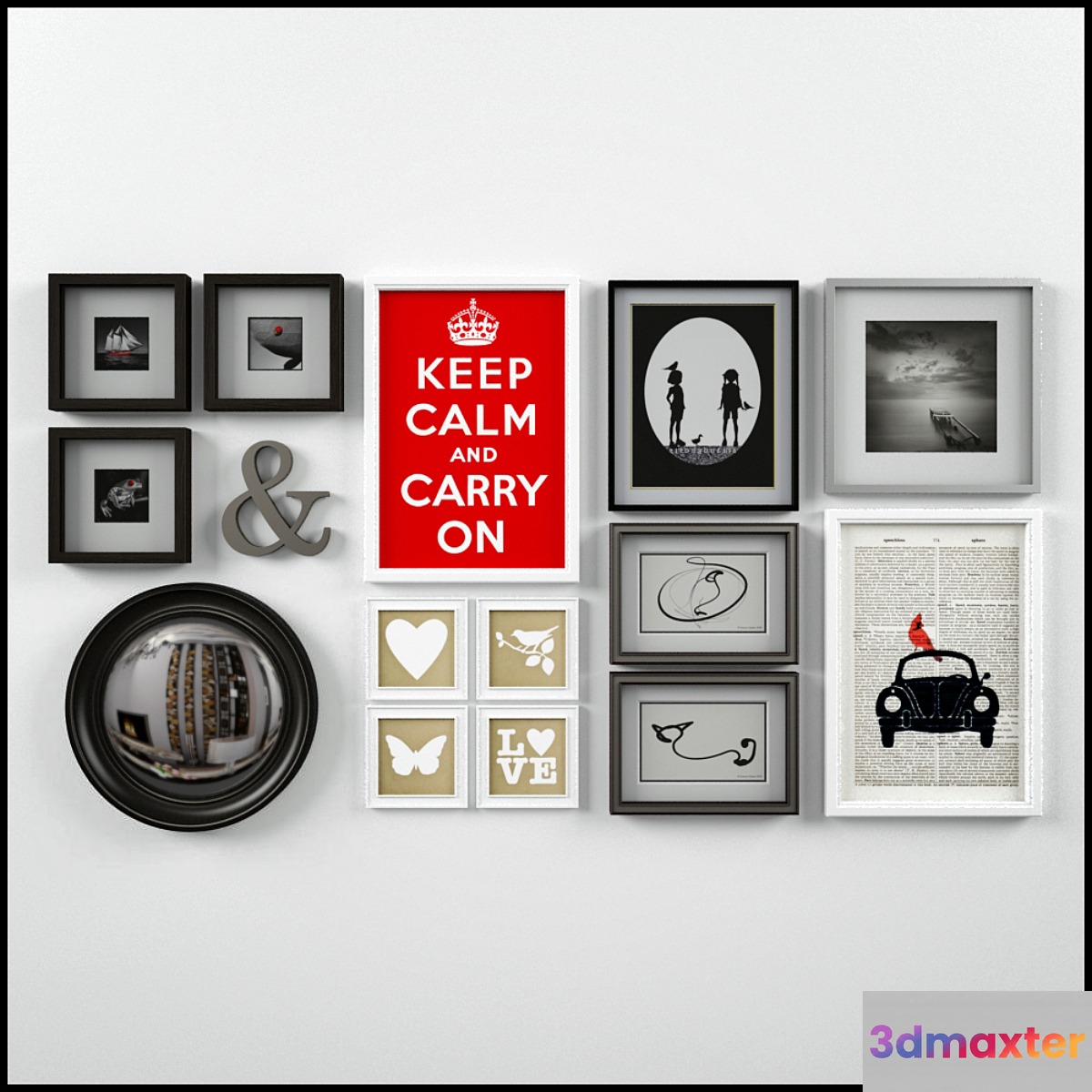 Modern frames on a wall
