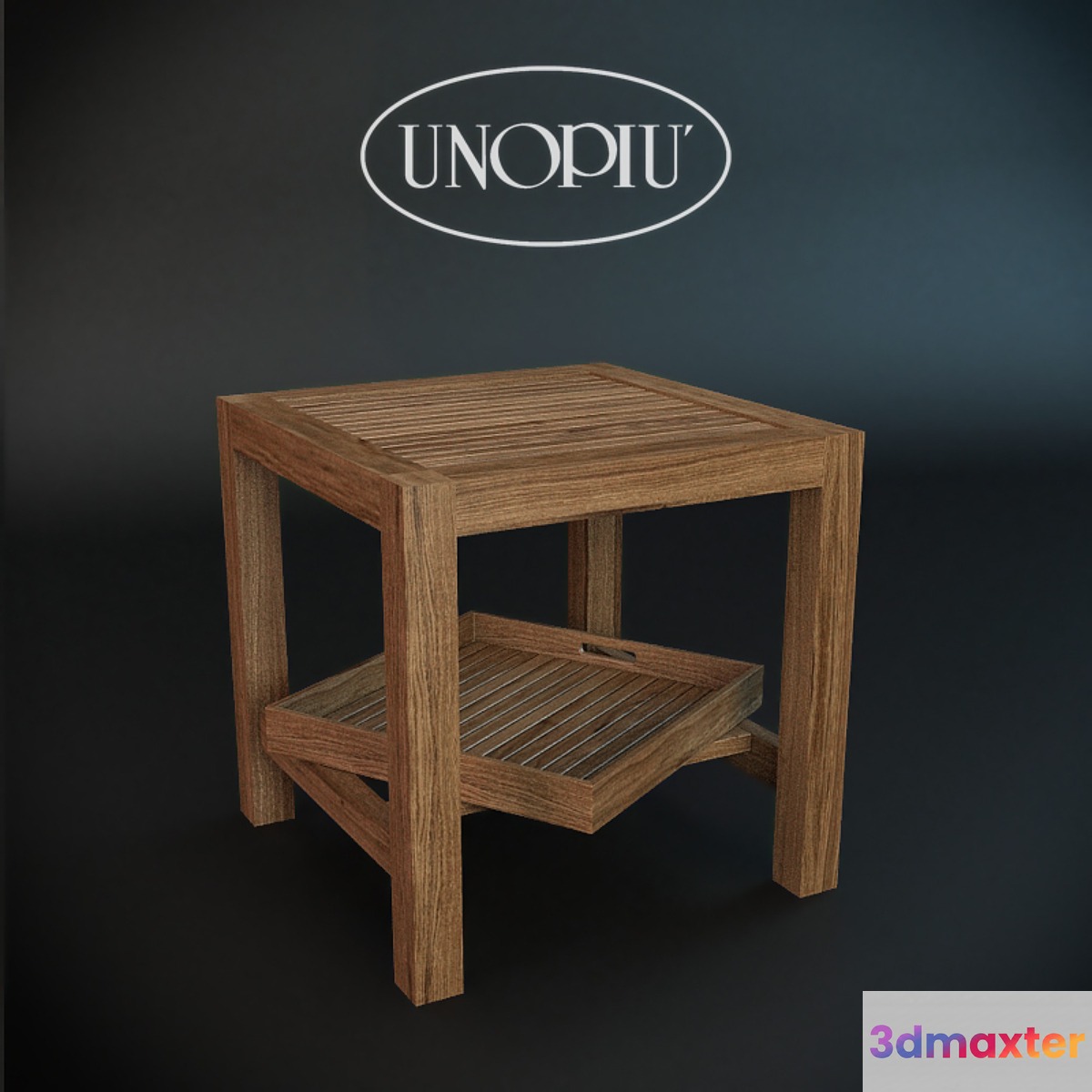 Teak square coffee table Unopiu. Morris 3D Max