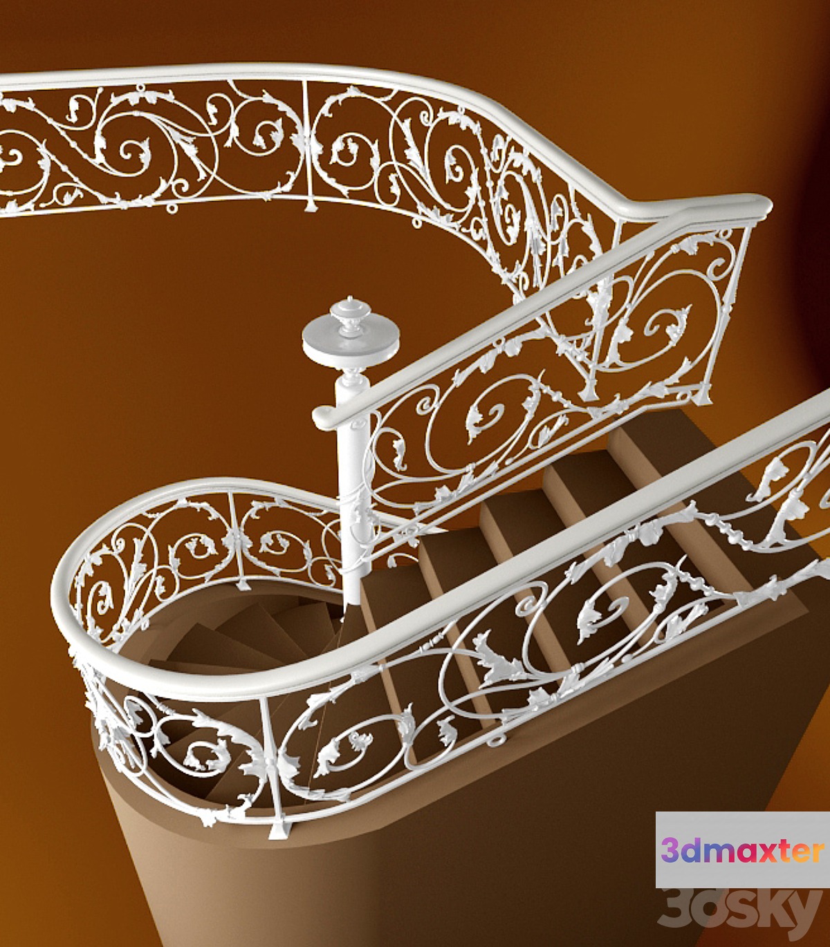 Forged fencing of stairs 3D Max