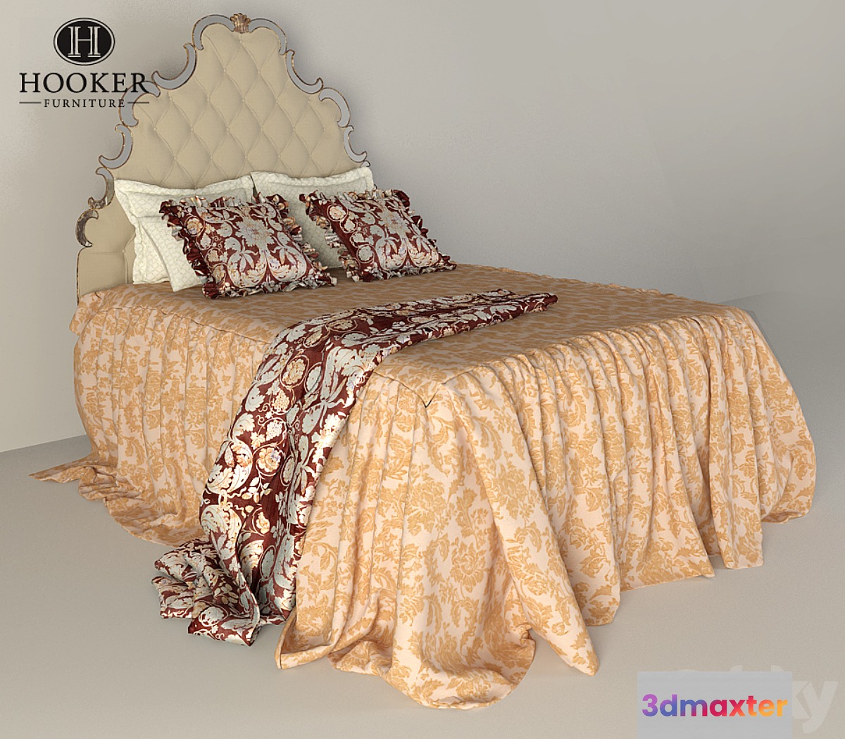 Hookerfurniture_Sanctuary Tufted Bed 5_0 Queen 3D Max
