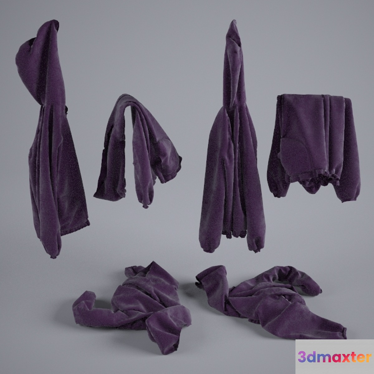 Sports jacket in different positions 3D Max
