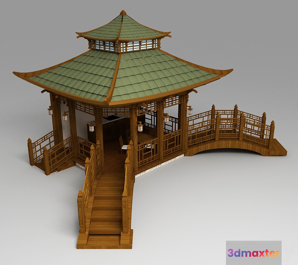 The Chinese pergola with bridges