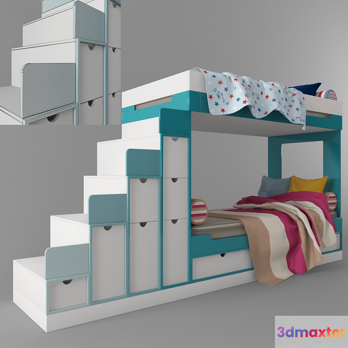 Bunk bed with drawers