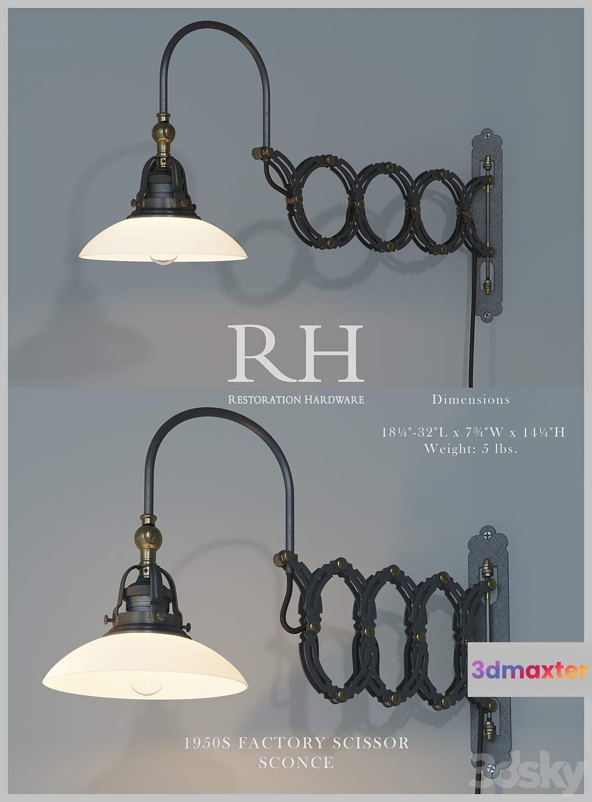 1950s Factory Scissor Sconce