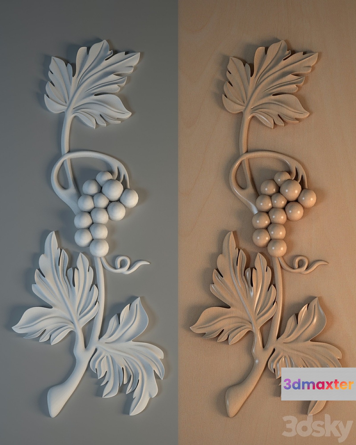 Decorative carved stucco element