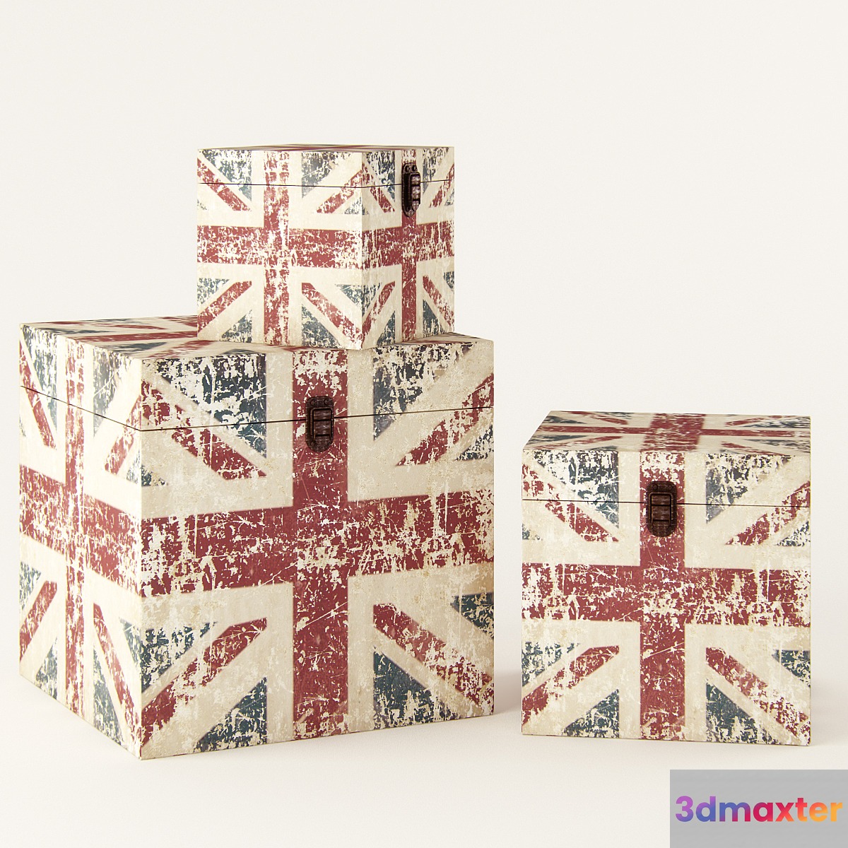 antique chests with drawing the British flag