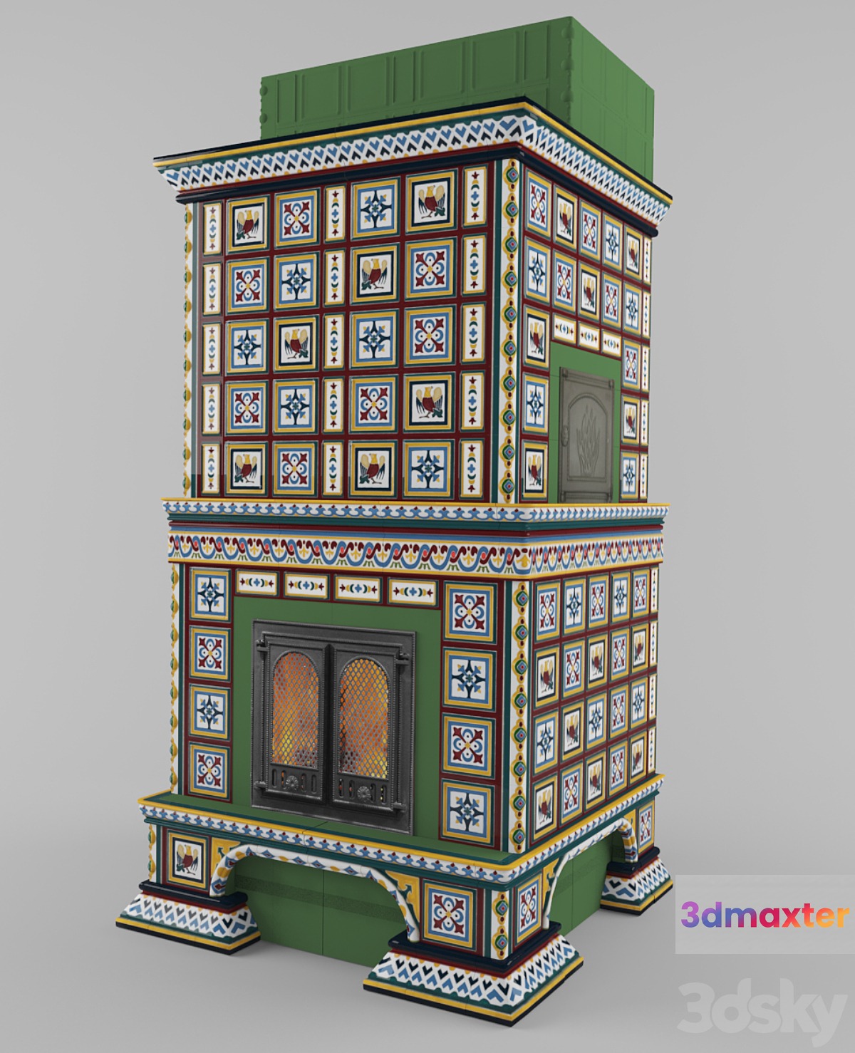 Tiled stove 3D Max