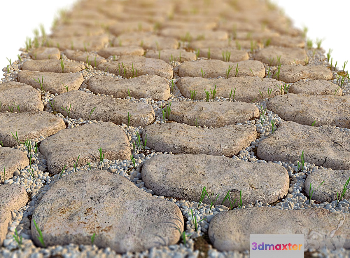 Decorative walkway with pebbles