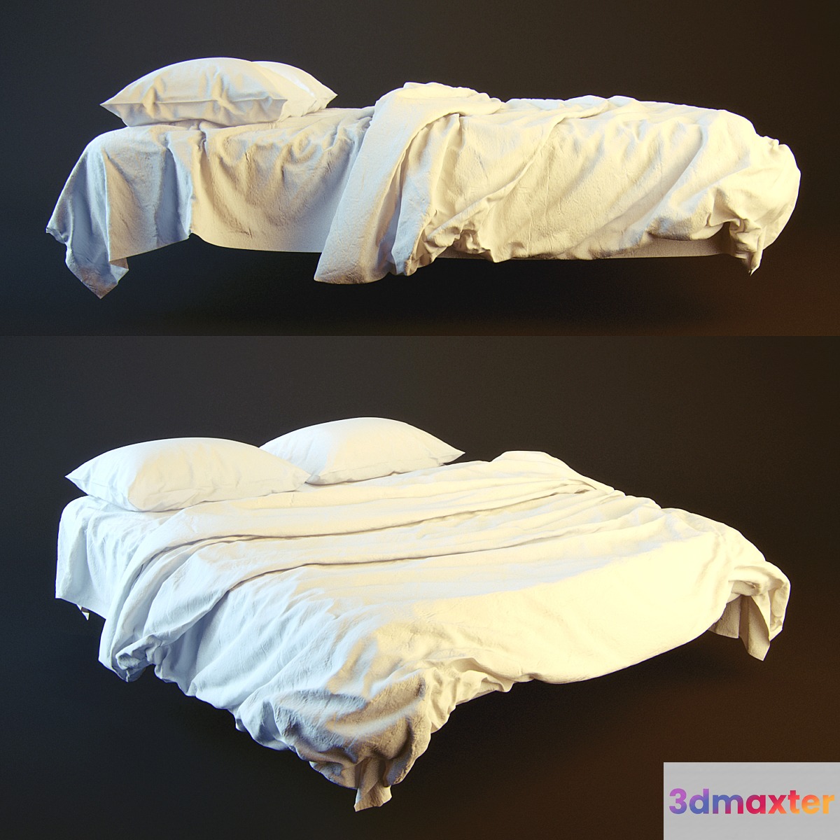 Plain white bed high poly 3D Max