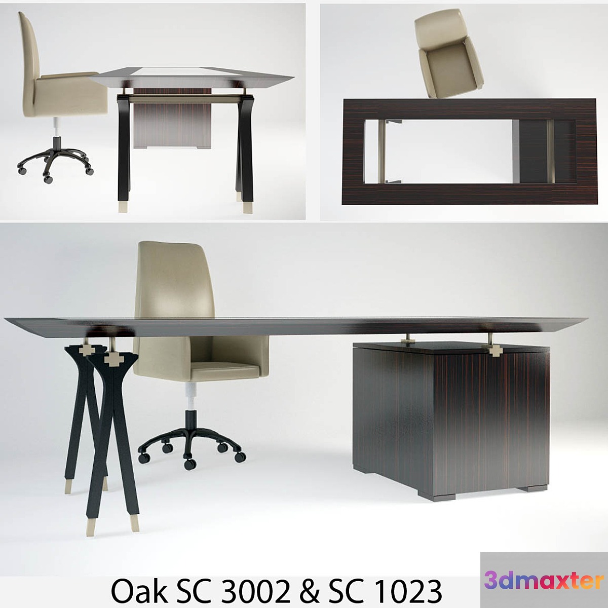 Oak Office Chair & Percorsi Table - No.2 3D Max