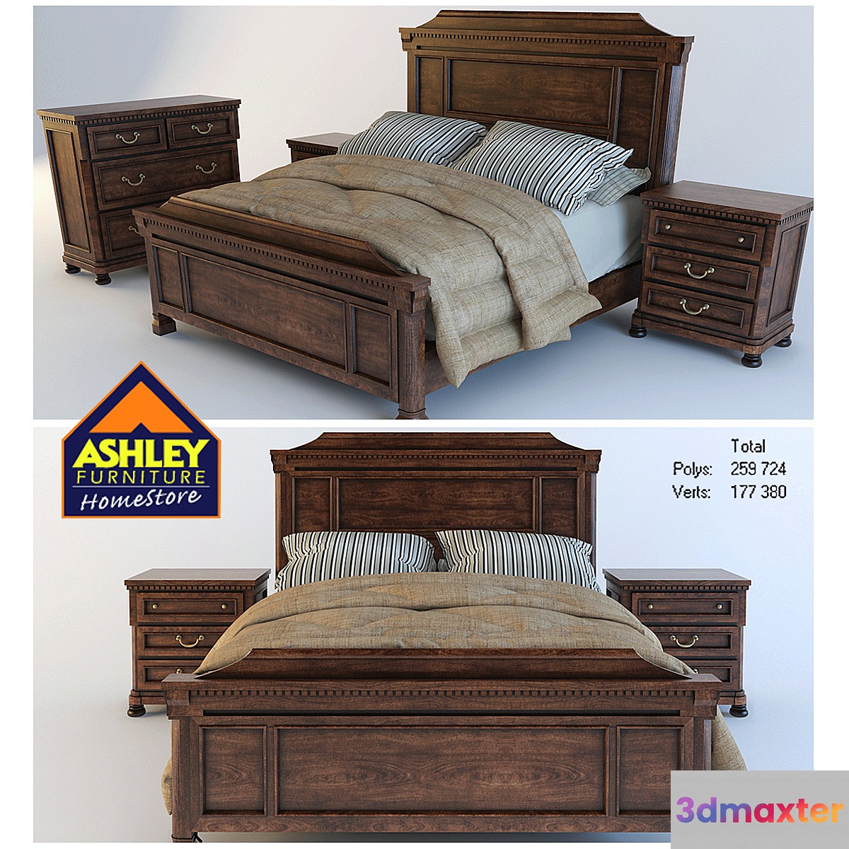 Ashley bed 2 3D Max