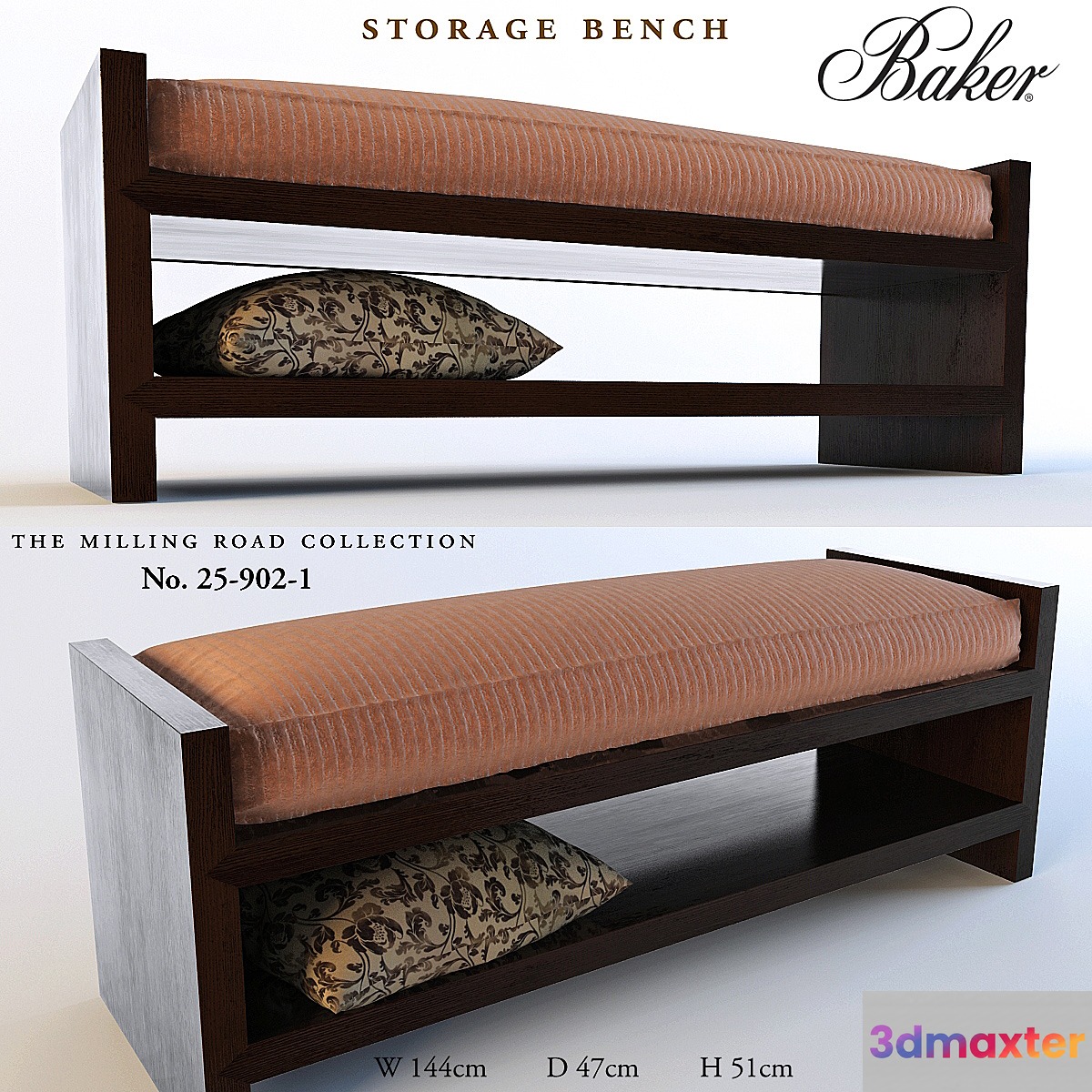 Baker Storage bench 3D Max