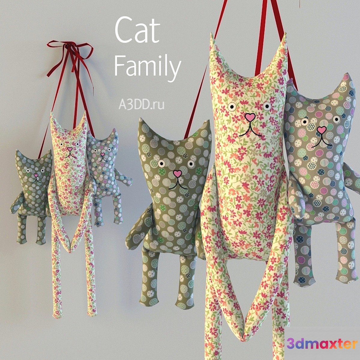 Cats textile hanging 3D Max