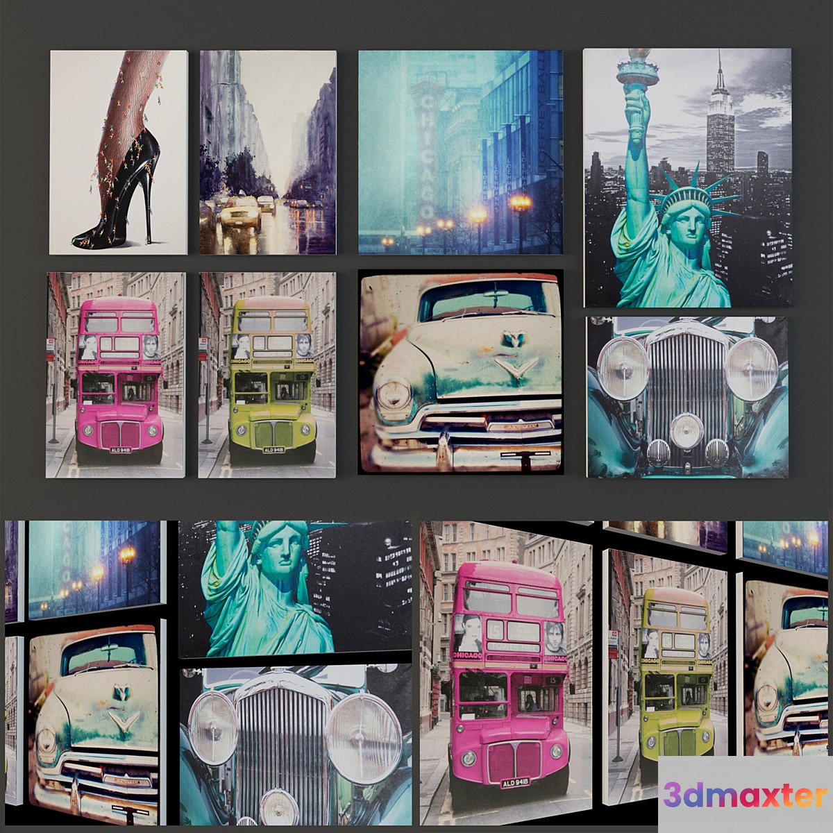 A selection of contemporary paintings 3D Max