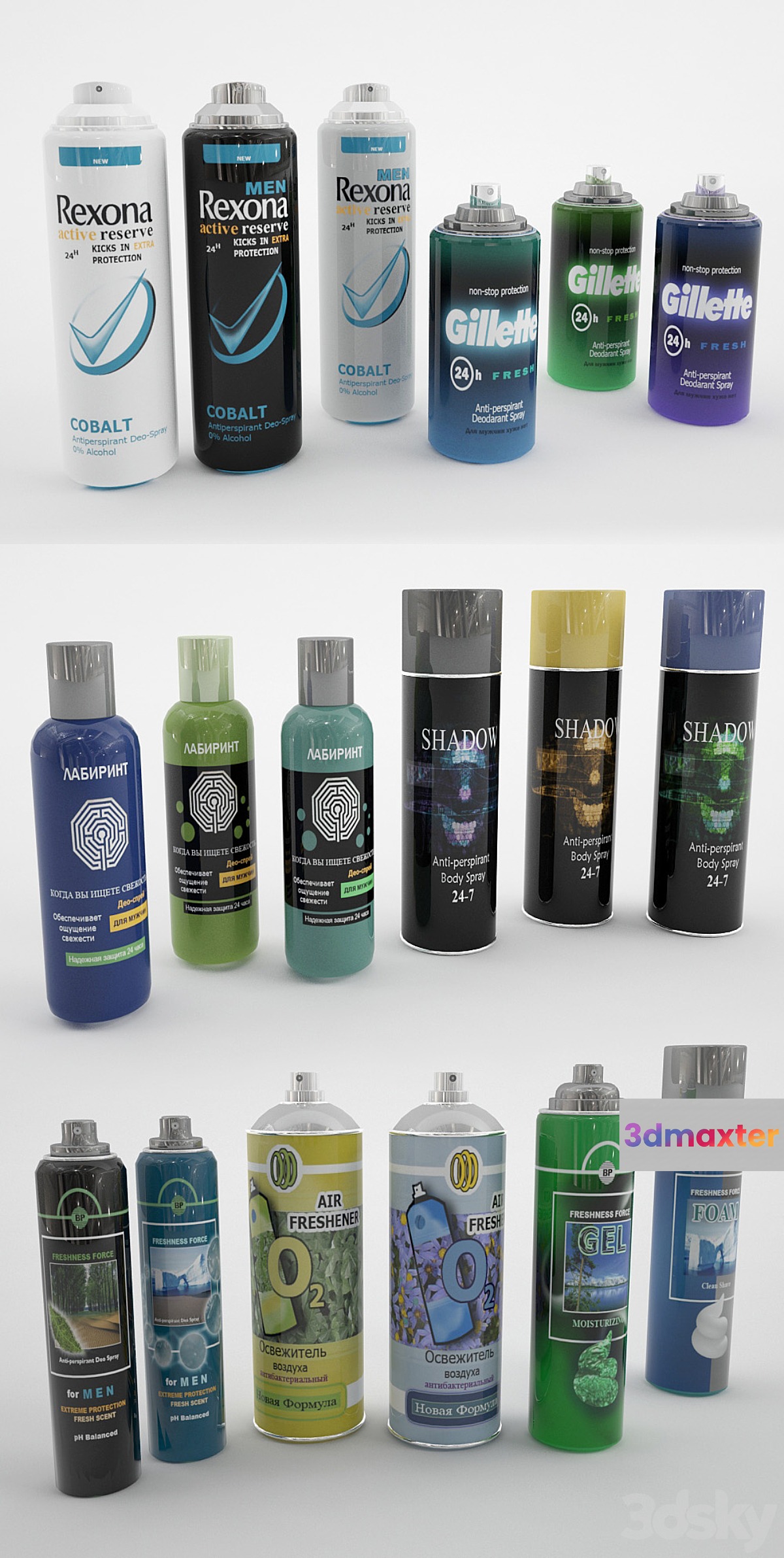 Sprays creams foams air fresheners
