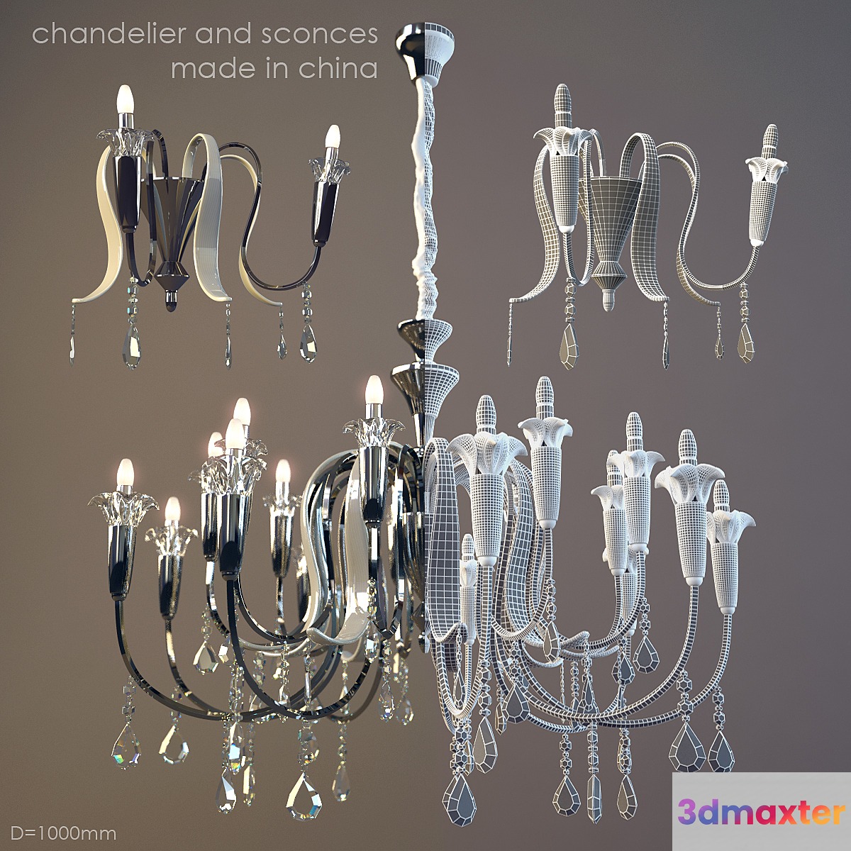 Chandelier and sconces. made in China.