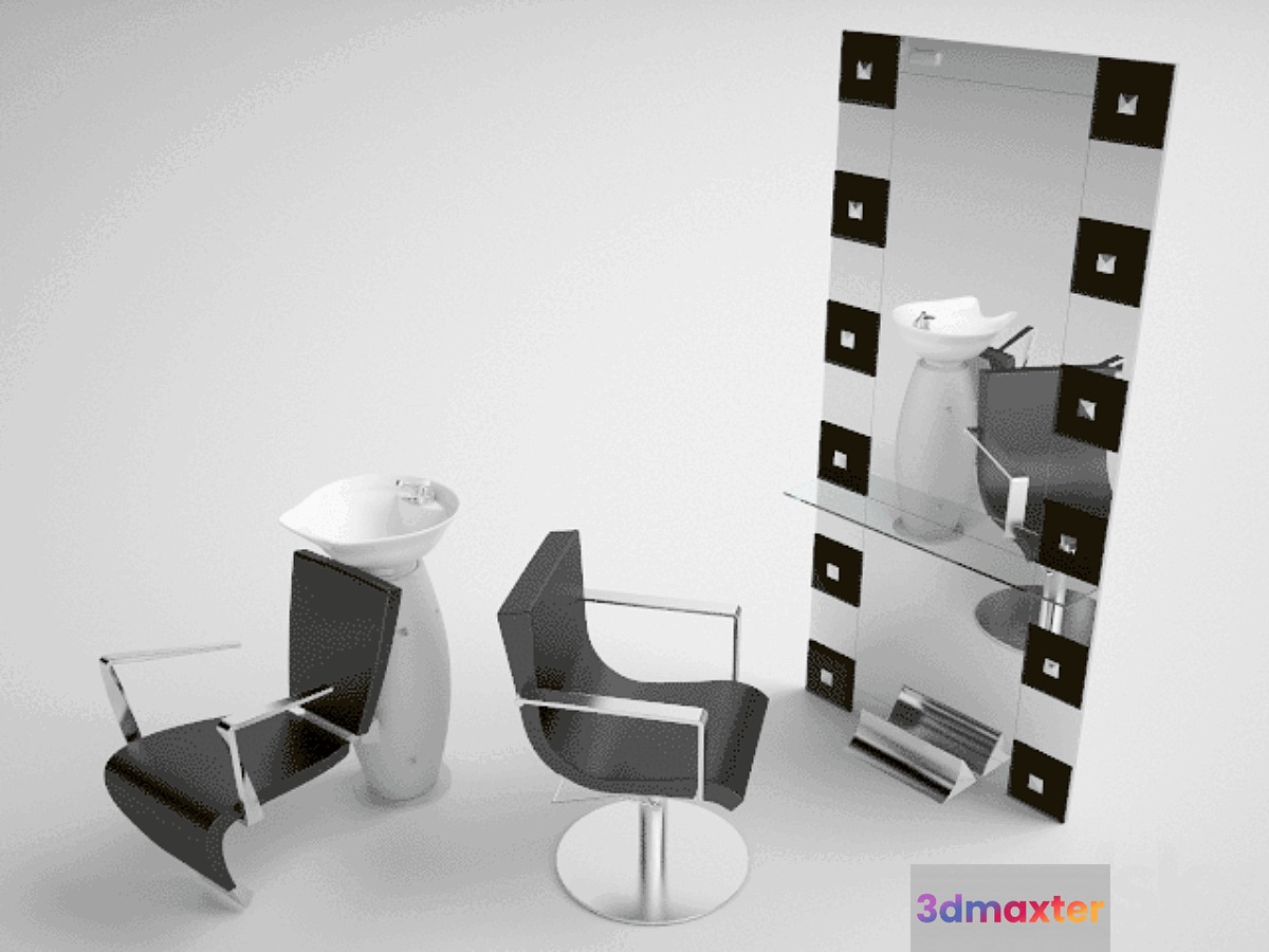profi Chair sink mirror 3D Max