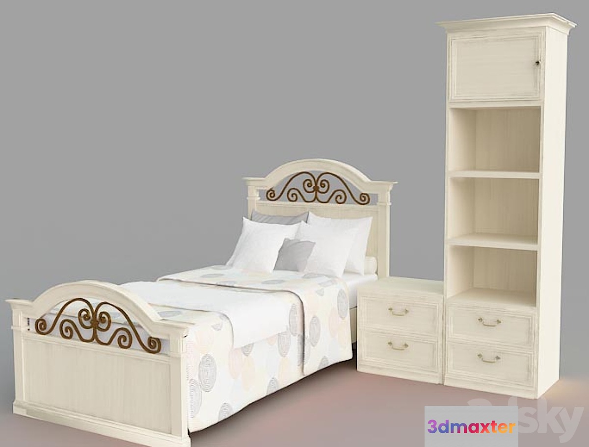 Baby bed bedside-table and cupboard