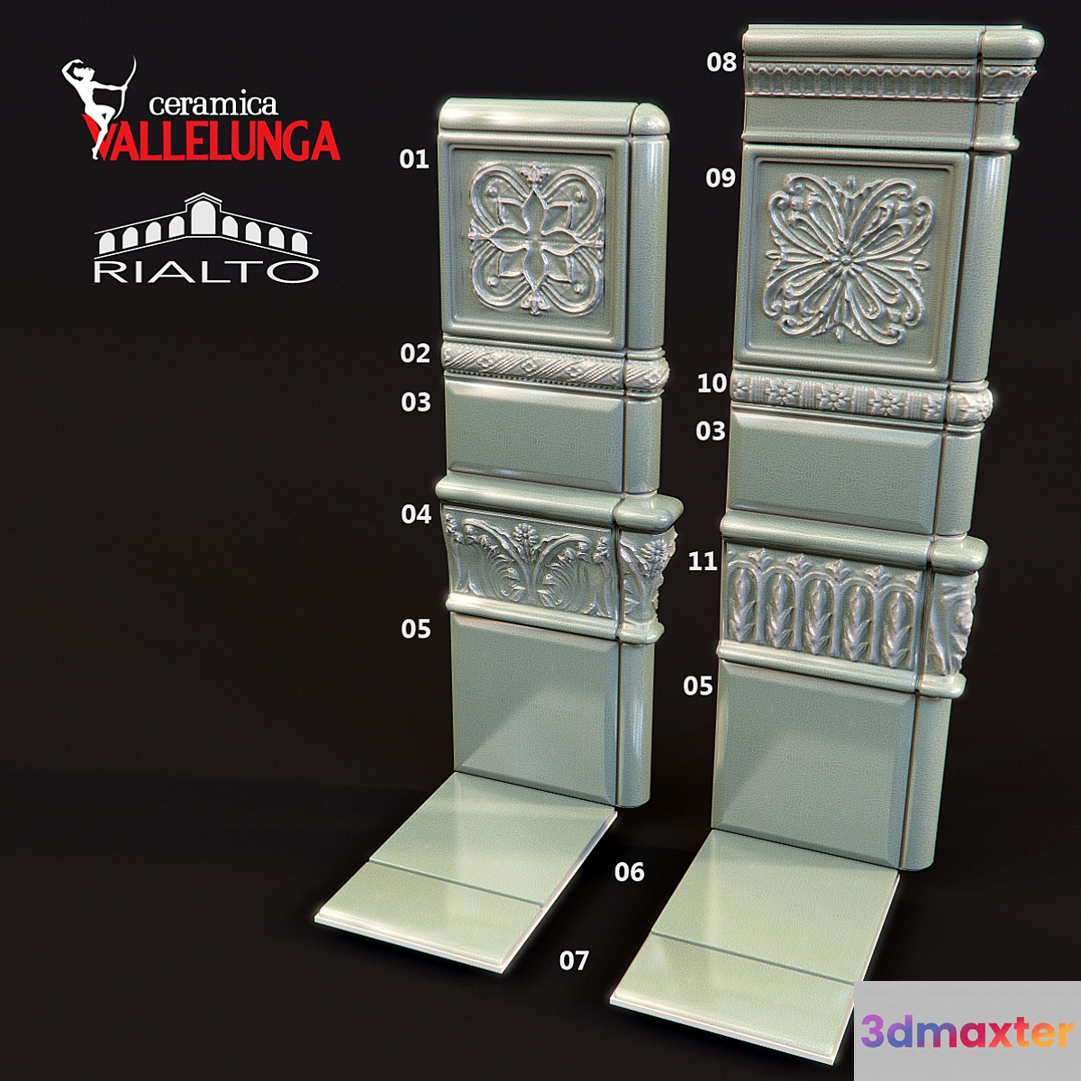 ceramica Vallelunga. Rialto. Vintage blue