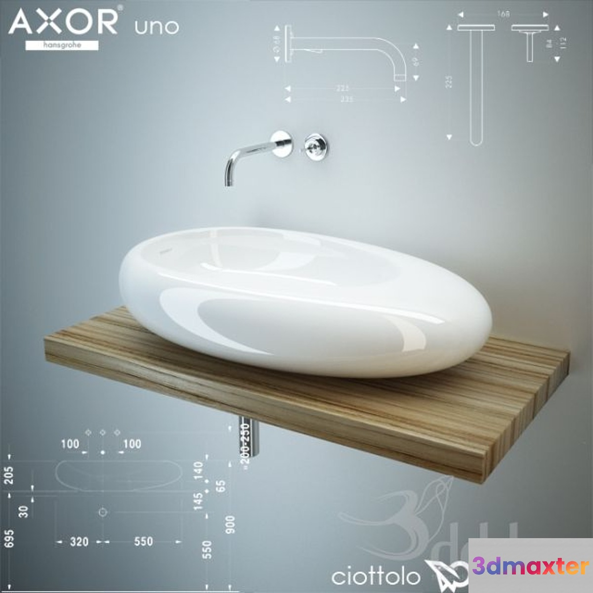 Duravit Ciottolo + Hansgrohe Axor Uno