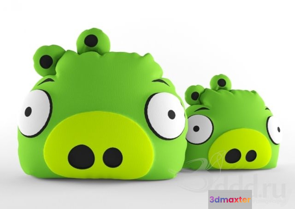 Angry Bird Pillow Green 3D Max