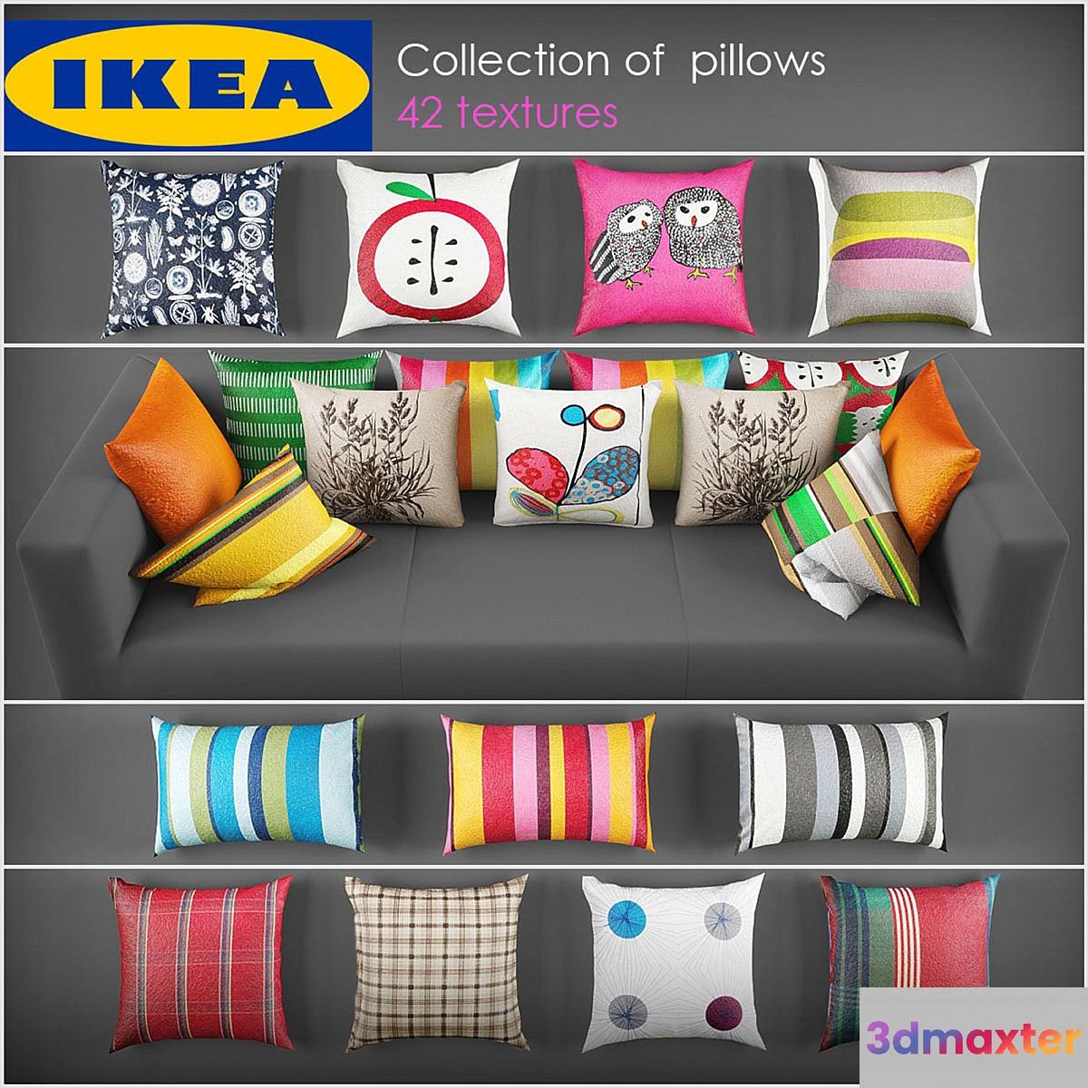 Collection of pillows from Ikea