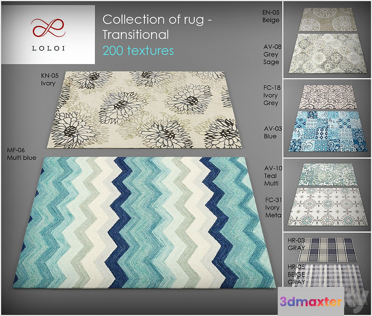 Loloi rugs Collection of 3 3D Max