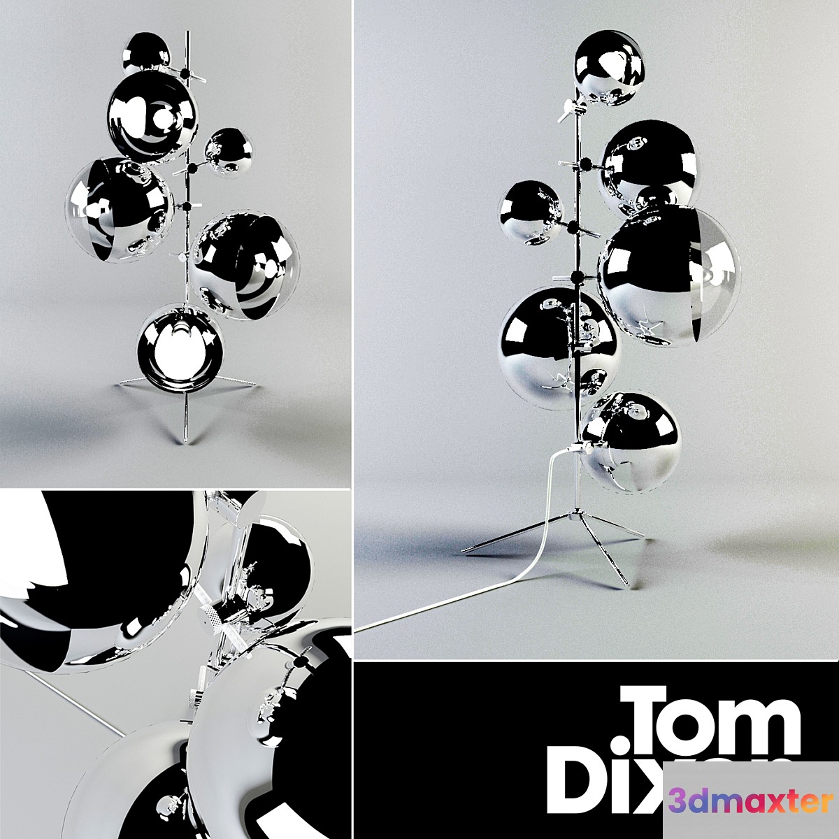 LIGHT TRIPOD STAND MIRROR BALLS 3D Max