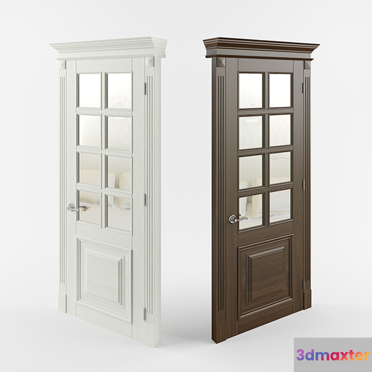 Wooden door with mirror. - No.2
