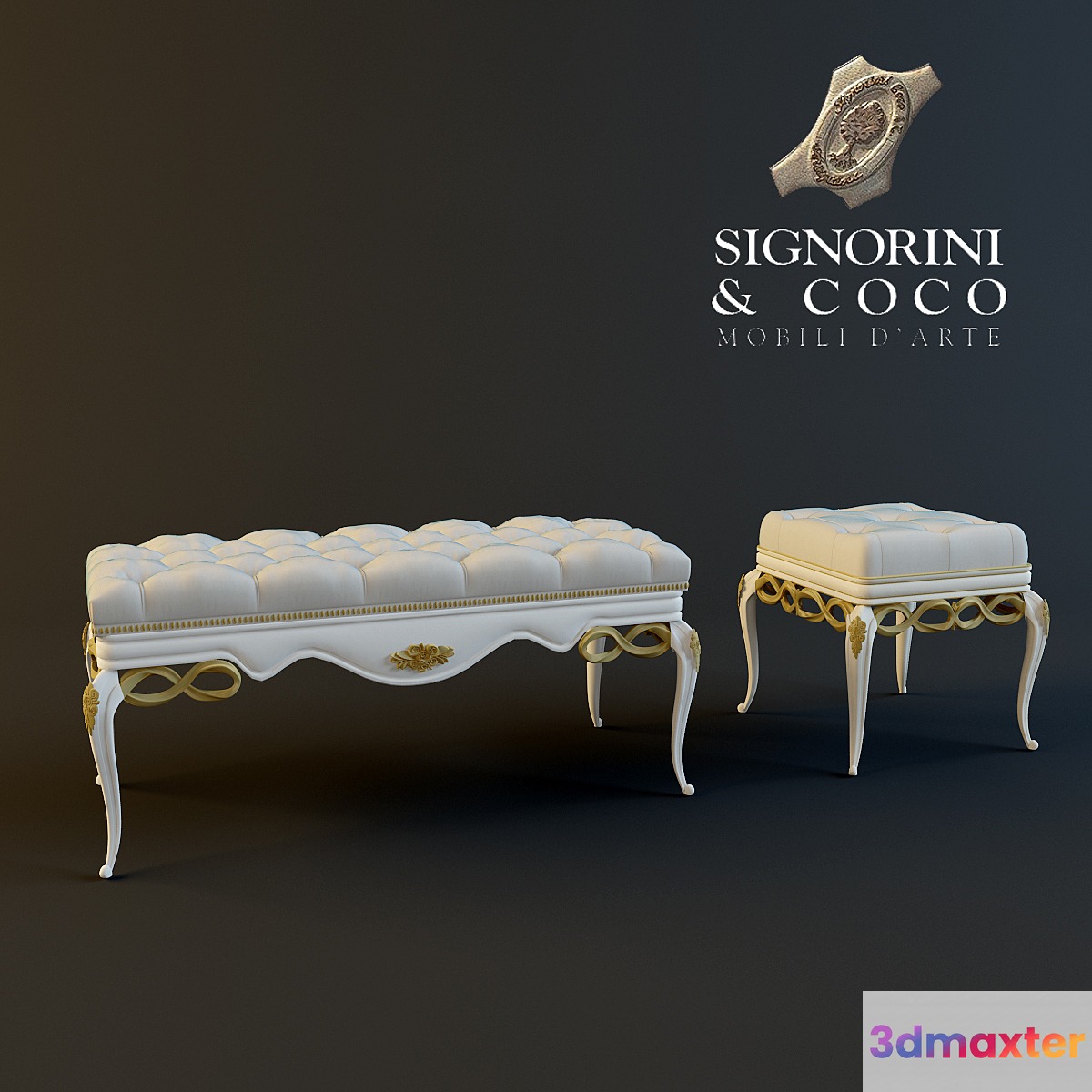 Bench and poof Signorini & coco Forever 3D Max