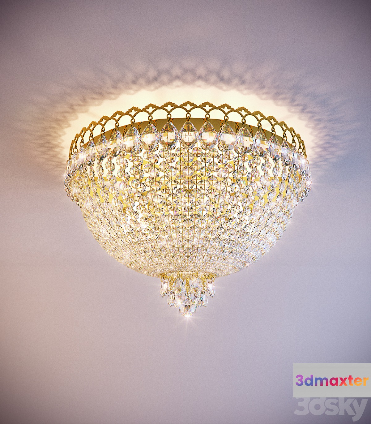 Crystal ceiling mounted light fixture