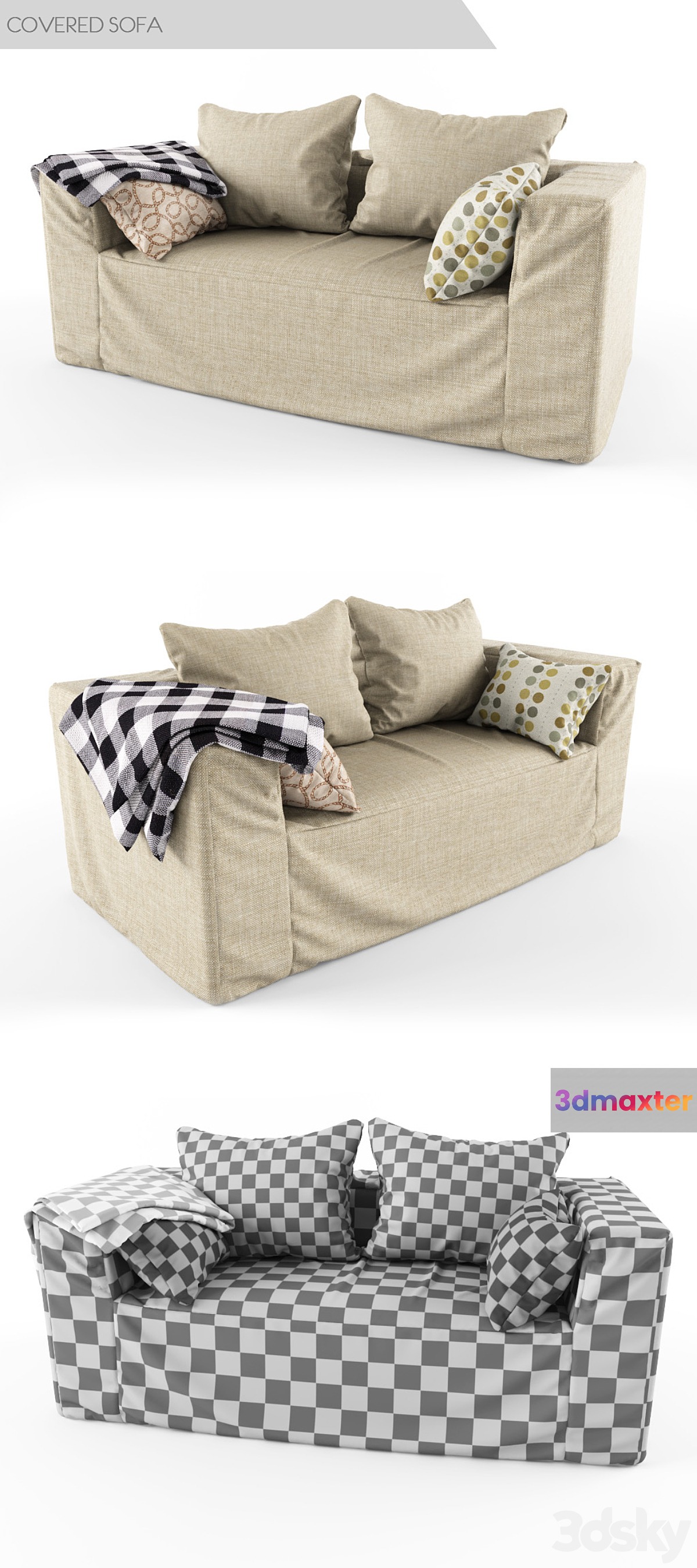 covered sofa 3D Max