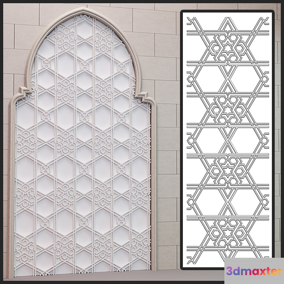 symmetric islamic plaster 3D Max