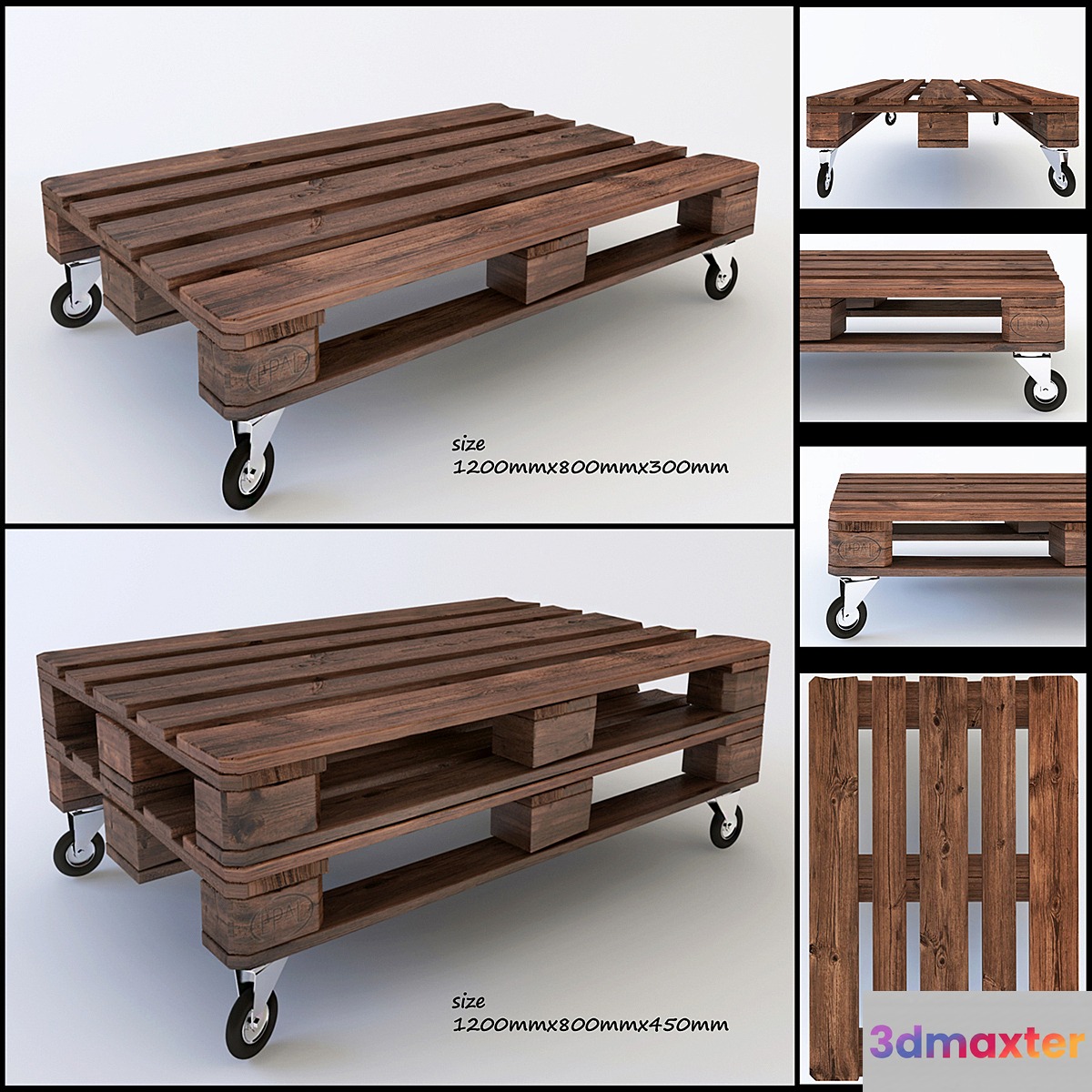 Table of wooden pallets 3D Max