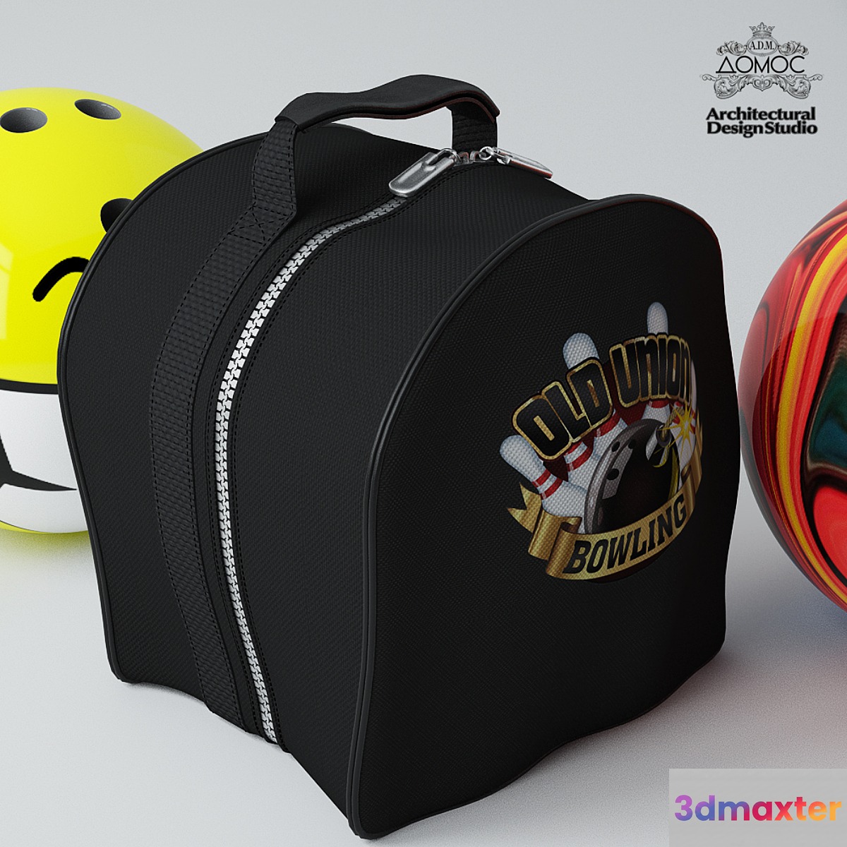 Bowling bag & balls 3D Max