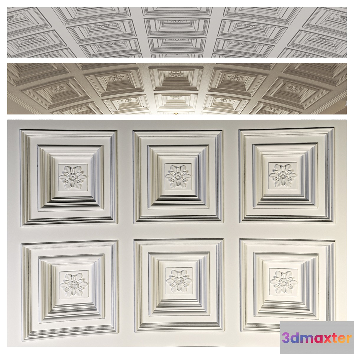 Arched ceiling coffered 3D Max