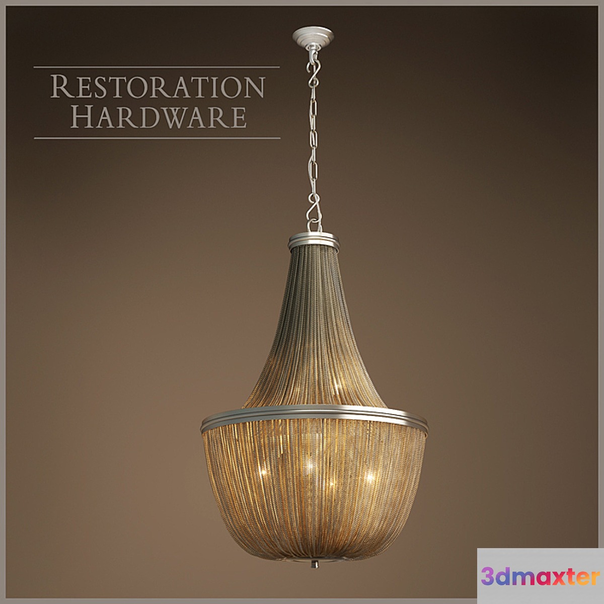 RH _ 19Th C. French Empire Chainmail Chandelier 3D Max