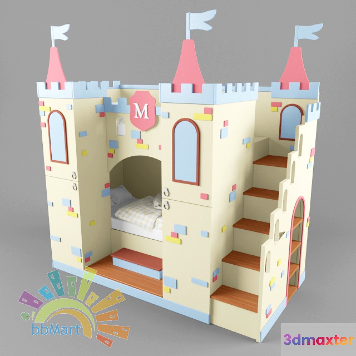 Bunk bed children with cupboard 