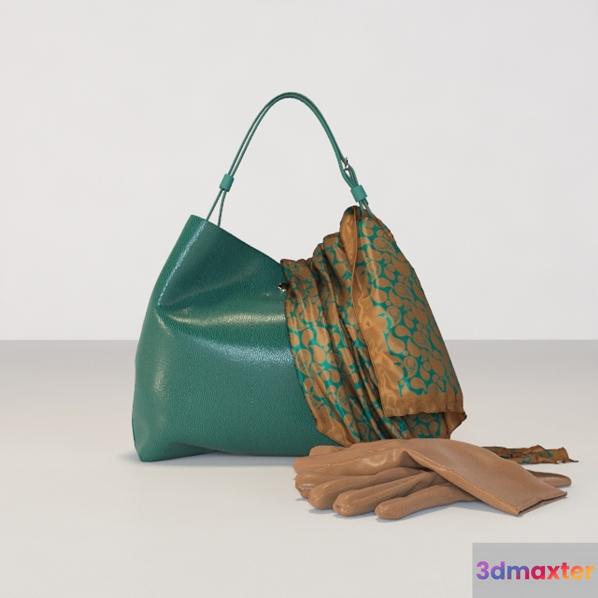 Bag with a scarf and gloves.
