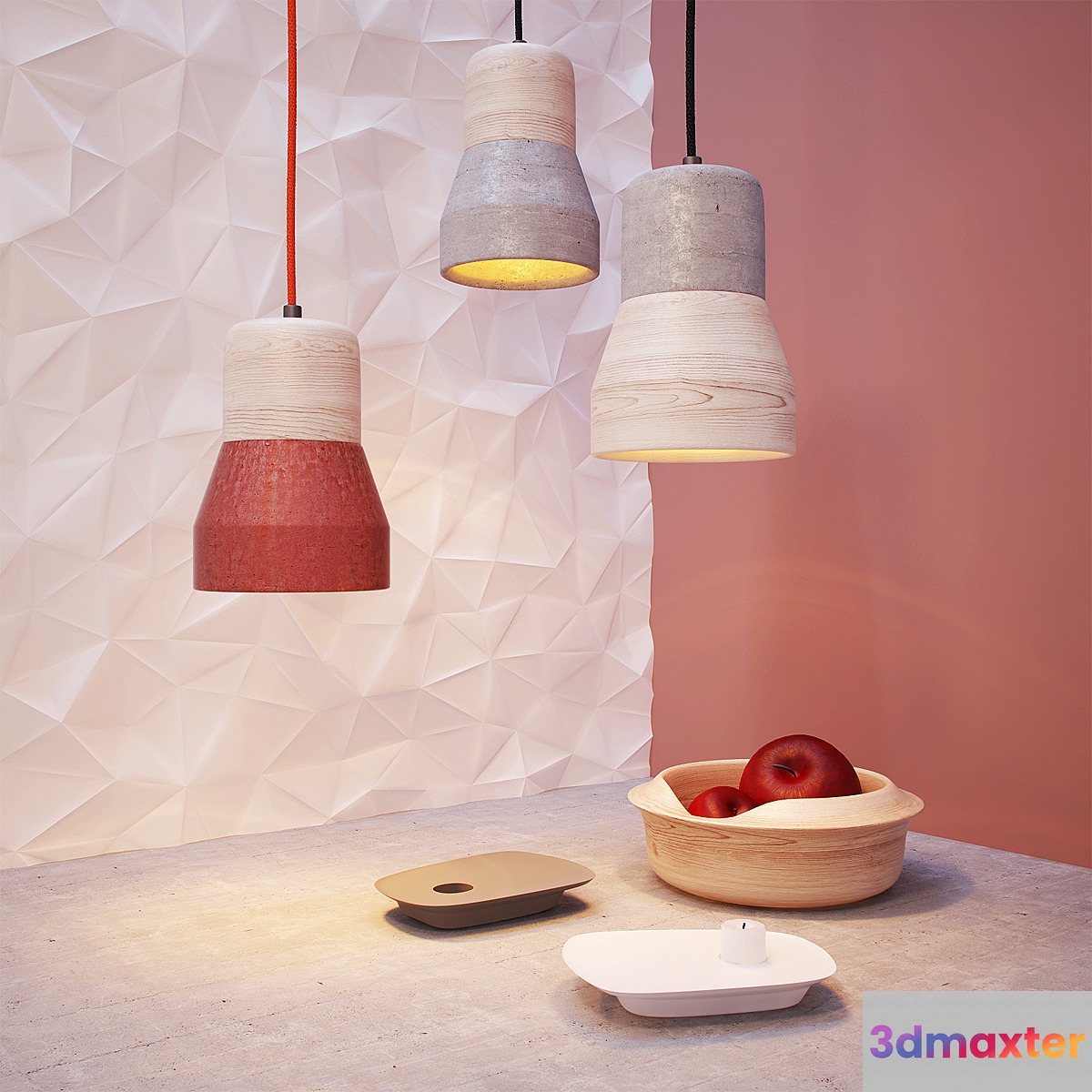 Cement_wood_lamp_ & _decor 3D Max