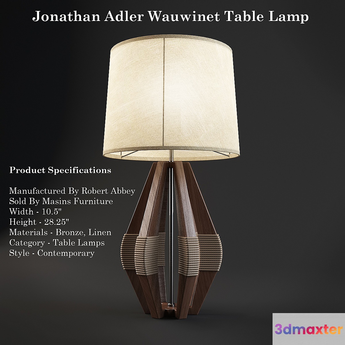 Jonathan Adler Wauwinet Table Lamp 3D Max
