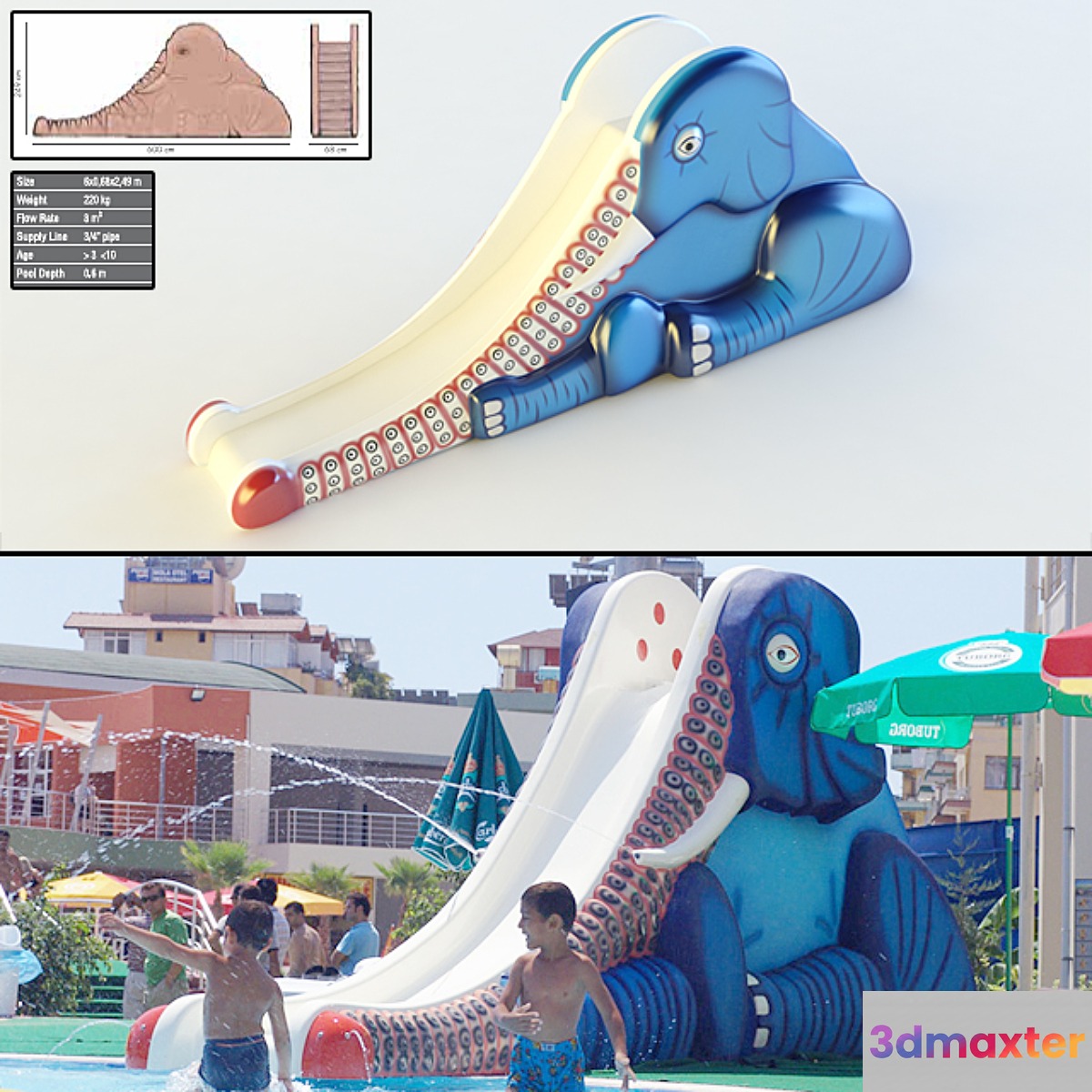 Children waterslide: Elephant Slide.