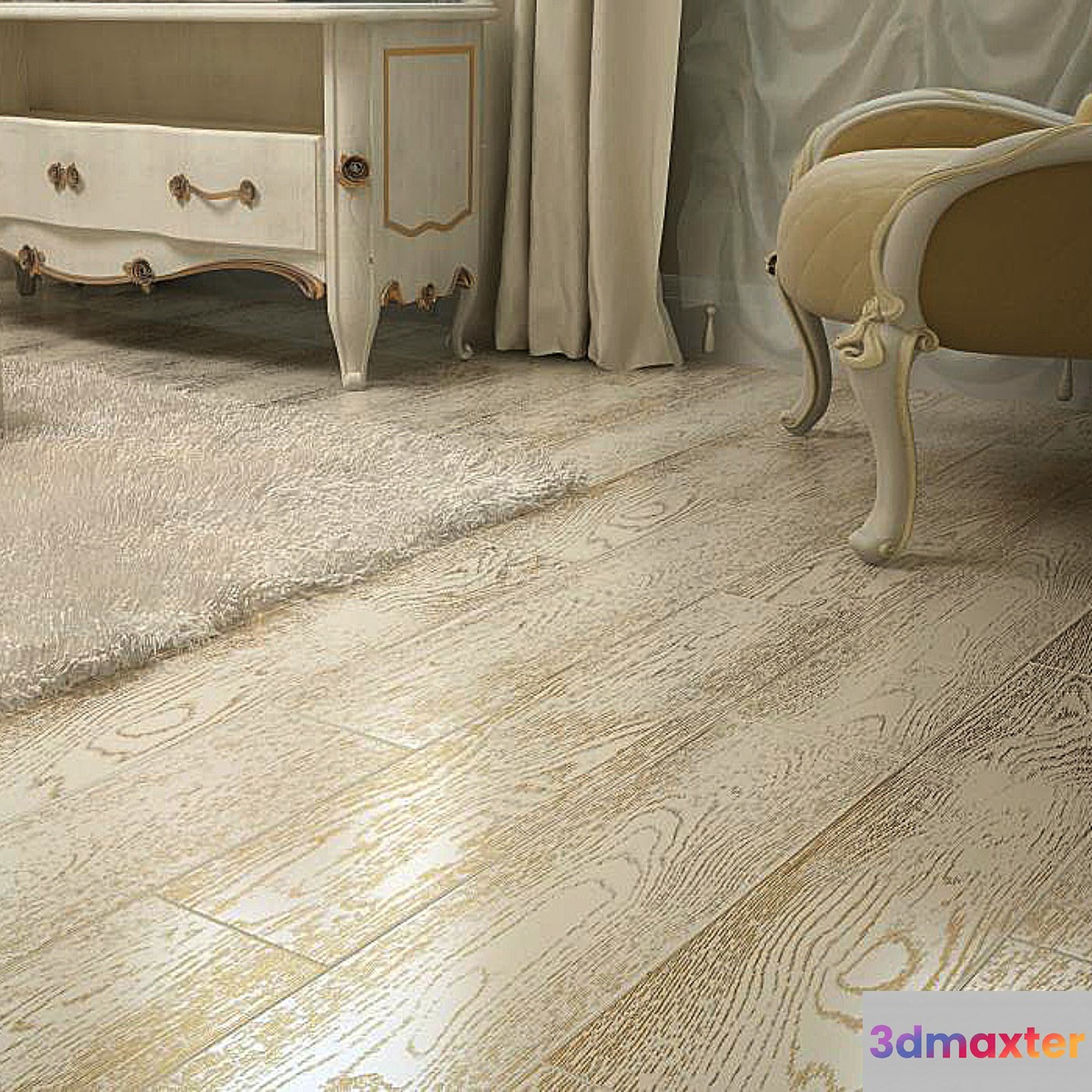 Material floorboard - light wood with gold patina