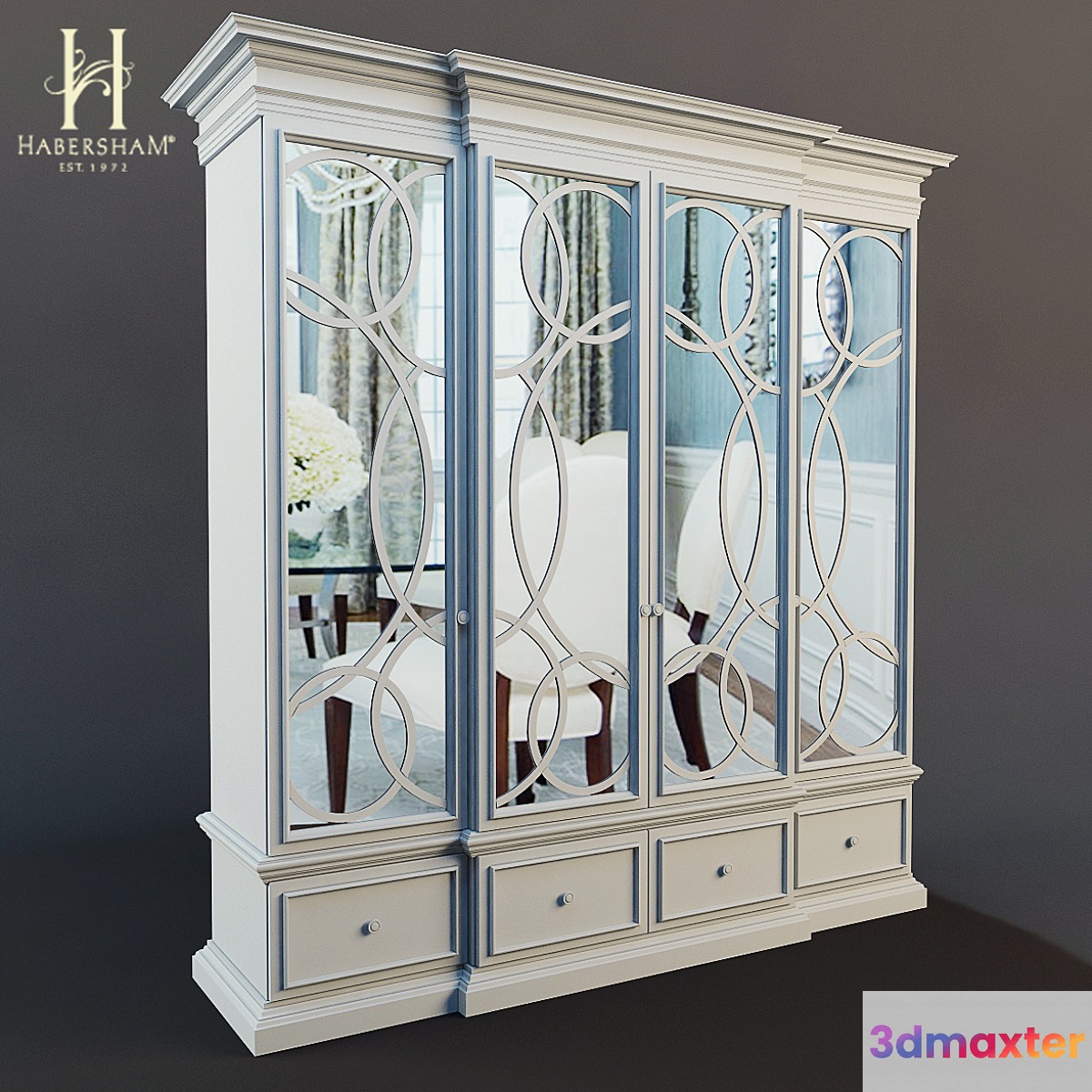 East Hampton Display Cabinet with Mirrored Doors