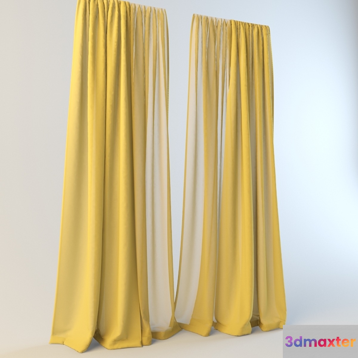 yellow curtains with tulle